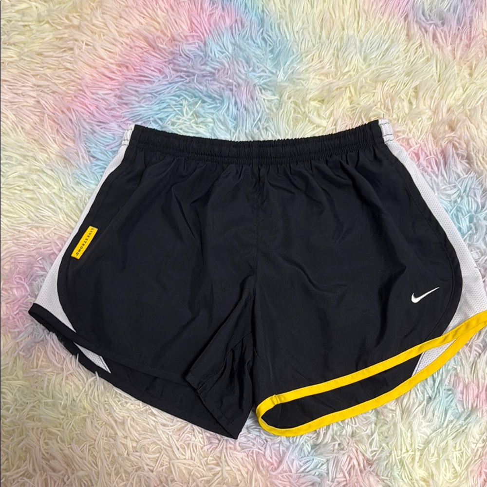 Nike Black and Yellow Livestrong Athletic Shorts